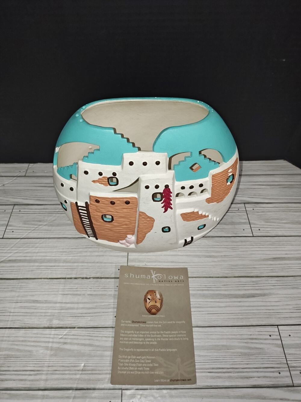 Vintage Ceramic Native American New Mexico Adobe House Cactus Pillow Vase Decor